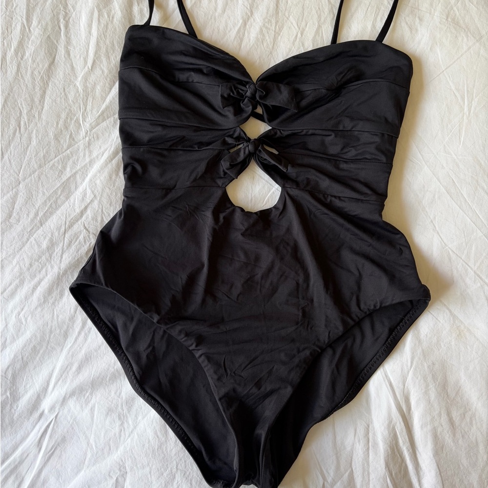 BECCA Black One-Piece Swimsuit with Front Twist Cutouts
